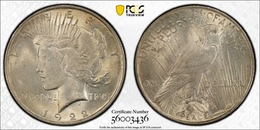 1922 $1 VAM 5 Tripled Leaves MS63