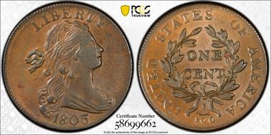 1803 1C S-250, Sm Date, Sm Frac MS62BN