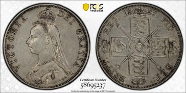 1887 Dbl Fl S-3923 Arabic 1 AU50