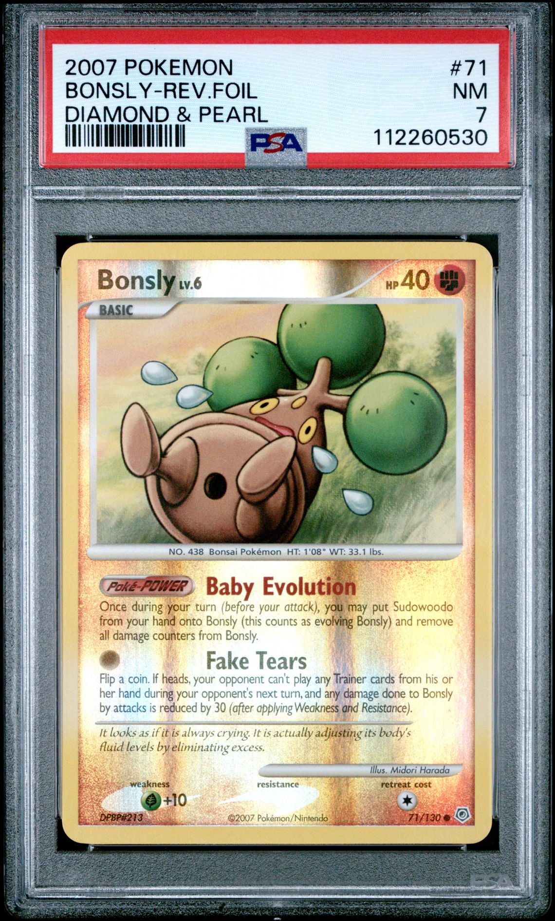2007 Pokemon POKEMON DIAMOND & PEARL #71 Bonsly-Rev.Foil front