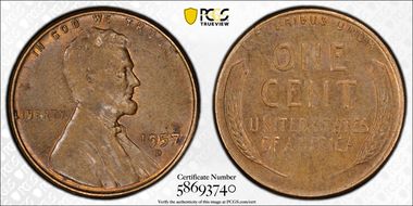 1957-D 1C AU58BN