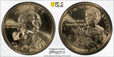 2020-P $1 Native American. Position A MS67