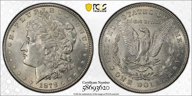 1878 7/8TF $1 Strong AU58