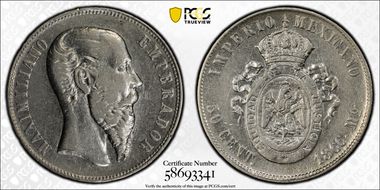 1866-Mo 50C Maximilian KM-387  Ag XF45
