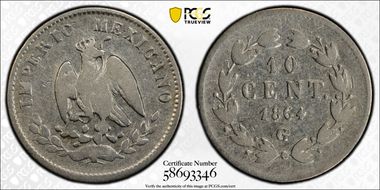 1864-G 10C Maxmilian F15