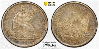 1861-O 50C W-09, CSA Issue AU53