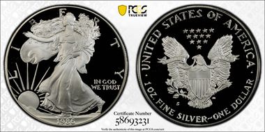 1986-S $1 Silver Eagle PR70DCAM