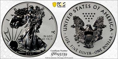 2021-W $1 Silver Eagle Rev PR - Type 1 Designer Edition PR70
