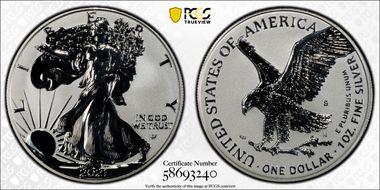 2021-S $1 Silver Eagle Rev PR - Type 2 Designer Edition PR70