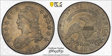 1828 50C Square Base 2, Large 8s N1