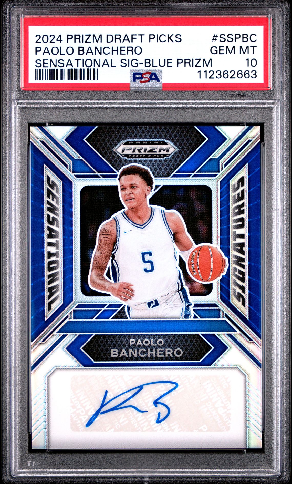 2024 Panini PANINI PRIZM DRAFT PICKS SENSATIONAL SIGNATURES BLUE PRIZM #SSPBC Paolo Banchero front