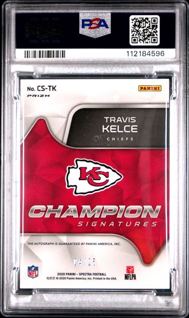 2020 Panini Spectra Champion Signatures Travis Kelce #Cstk (Champ.sig-Neon Green) Mint 9 back