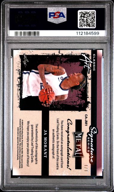 2024 Leaf Metal Signature Series Classic Art Autographs Ja Morant #Cajm1 (Classic Art Auto-Ver #64 1/1) Gem Mt 10 back