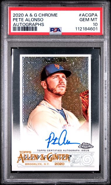 2020 Topps Allen & Ginter Chrome Autographs Pete Alonso #Acgpa (Autographs) Gem Mt 10 front