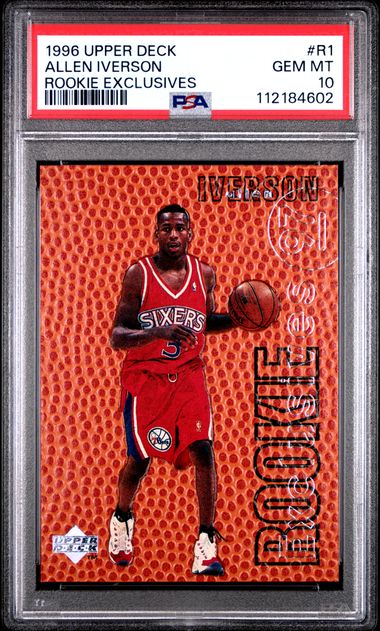 1996 Upper Deck Rookie Exclusives Allen Iverson #R1 (Rookie Exclusives) Gem Mt 10 front