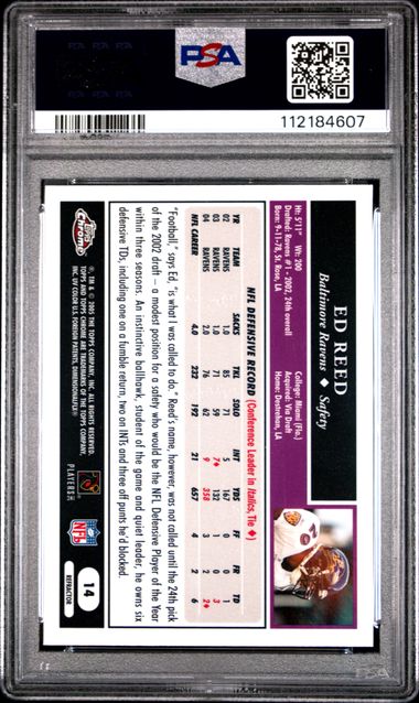 2005 Topps Chrome Ed Reed #14 (Refractor) Mint 9 back