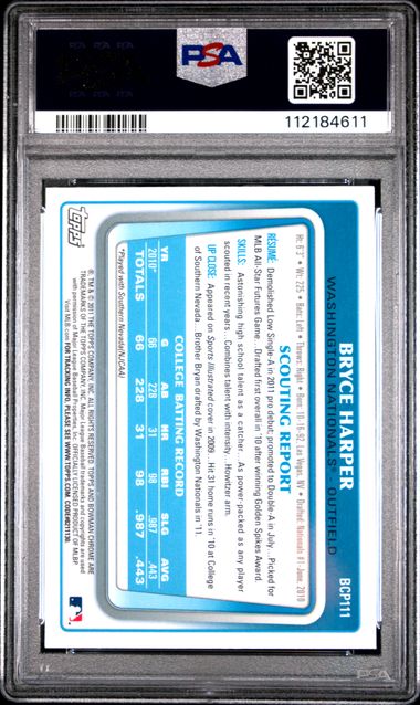 2011 Bowman Chrome Prospects Bryce Harper #Bcp111 (Prospects) Mint 9 back