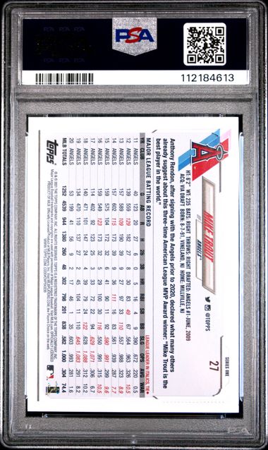 2021 Topps Mike Trout #27 (Sp) Gem Mt 10 back