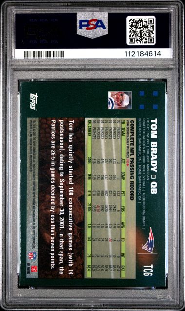 2007 Topps Chrome Tom Brady #Tc6 Mint 9 back