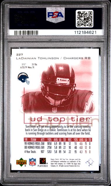 2001 Upper Deck Top Tier Ladainian Tomlinson #227 Mint 9 back