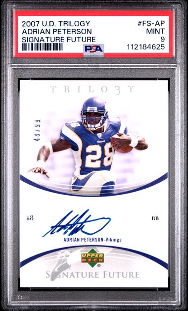 2007 Upper Deck Trilogy Signature Future Adrian Peterson #Fs-Ap (Signature Future) Mint 9 front