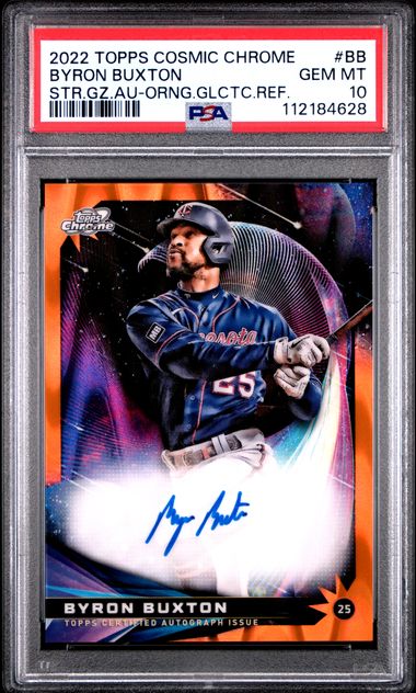 2022 Topps Cosmic Chrome Star Gaze Autographs Byron Buxton #Bb (Str.gz.au-Orng.glctc.ref.) Gem Mt 10 front