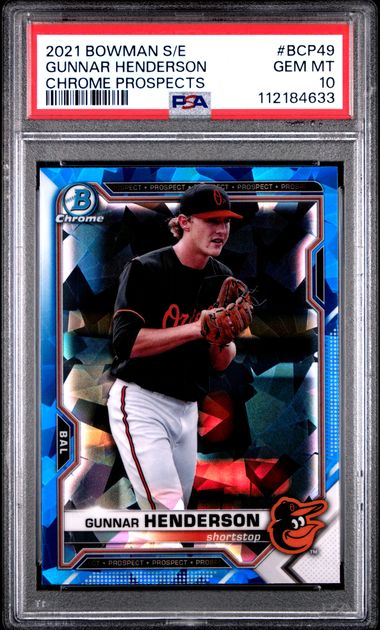 2021 Bowman Sapphire Edition Chrome Prospects Gunnar Henderson #Bcp49 (Chrome Prospects) Gem Mt 10 front