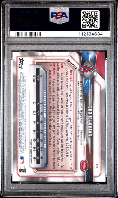 2018 Bowman Shohei Ohtani #49 Nm-Mt 8 back
