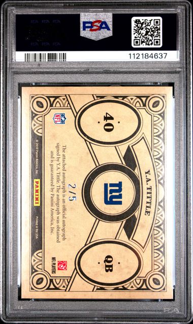 2010 Panini Crown Royale Majestic Signatures Y.a. Tittle #40 (Majestic Signatures) Nm-Mt 8 back