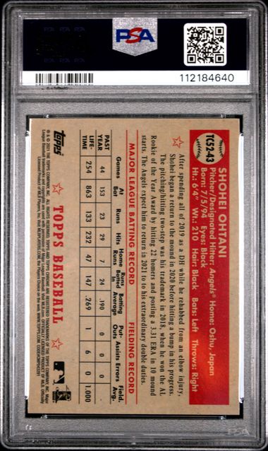 2021 Topps 1952 Topps Redux Shohei Ohtani #Tc5243 (1952 Topps Redux-Chrome) Mint 9 back