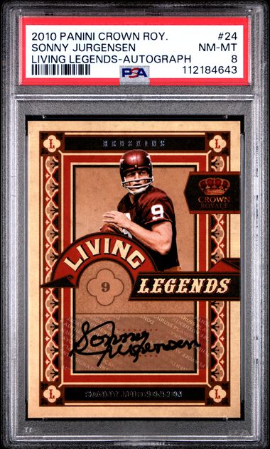 2010 Panini Crown Royale Living Legends Sonny Jurgensen #24 (Living Legends-Autograph) Nm-Mt 8 front