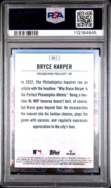 2023 Topps Home Field Advantage Bryce Harper #Ha7 (Home Field Advantage) Gem Mt 10 back