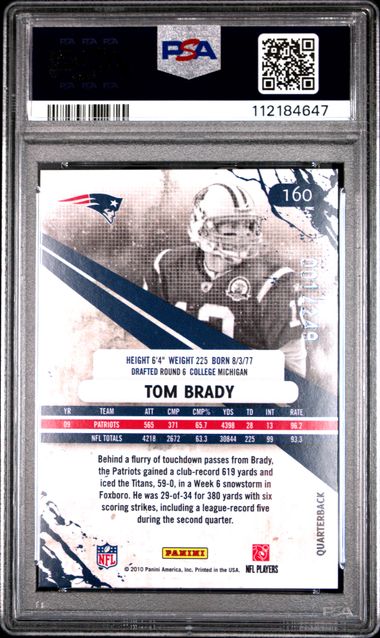 2010 Panini Rookies & Stars Tom Brady #160 (Longevity-Silver) Gem Mt 10 back