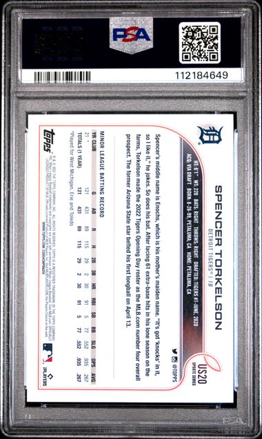 2022 Topps Update Spencer Torkelson #Us20 (Sp) Nm-Mt 8 back