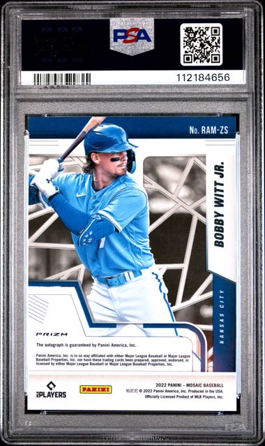 2022 Panini Mosaic Rookie Autographs Bobby Witt Jr. #Ramzs (Rke.auto-Mosaic) Gem Mt 10 back