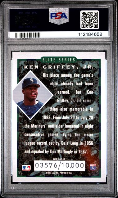 1994 Donruss Elite Ken Griffey Jr. #45 Mint 9 back