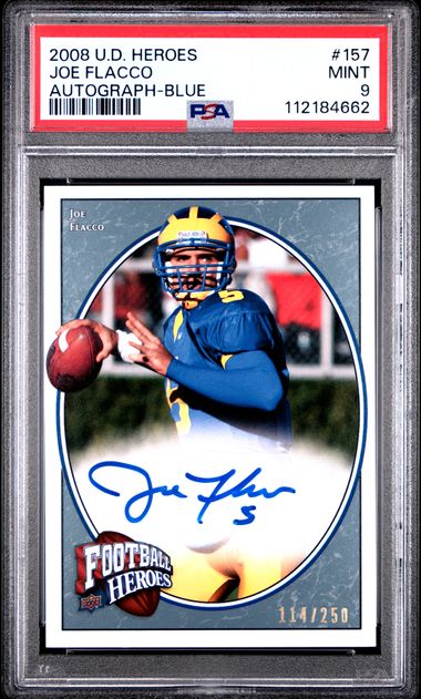 2008 Upper Deck Heroes Joe Flacco #157 (Autograph-Blue) Mint 9 front