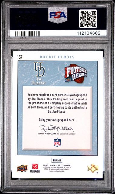 2008 Upper Deck Heroes Joe Flacco #157 (Autograph-Blue) Mint 9 back