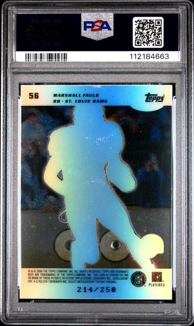 2000 Bowman's Best Marshall Faulk #56 Mint 9 back