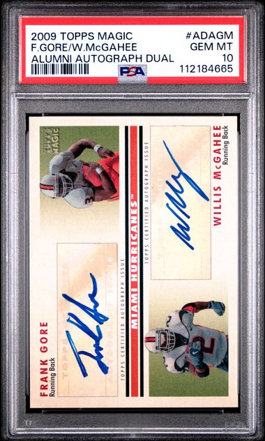 2009 Topps Magic Alumni Autograph Dual F.gore/W.mcgahee #Adagm (Alumni Autograph Dual) Gem Mt 10 front