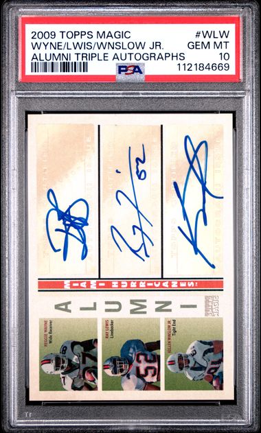 2009 Topps Magic Alumni Triple Autographs Wyne/Lwis/Wnslow Jr. #Wlw (Alumni Triple Autographs) Gem Mt 10 front