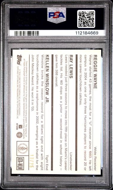 2009 Topps Magic Alumni Triple Autographs Wyne/Lwis/Wnslow Jr. #Wlw (Alumni Triple Autographs) Gem Mt 10 back