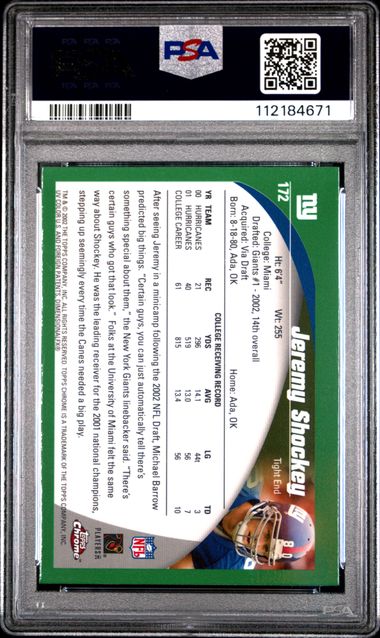 2002 Topps Chrome Jeremy Shockey #172 Mint 9 back