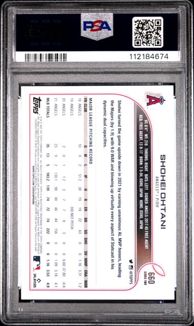 2022 Topps Shohei Ohtani #660 (Ssp) Gem Mt 10 back