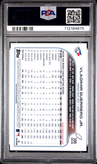 2022 Topps Vladimir Guerrero Jr. #300 (Sp) Gem Mt 10 back