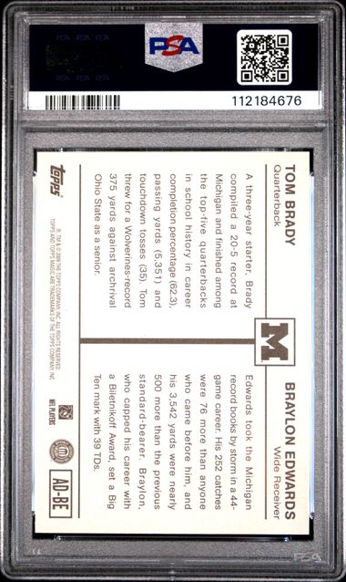 2009 Topps Magic Alumni T.brady/B.edwards #Ad-Be (Alumni) Gem Mt 10 back