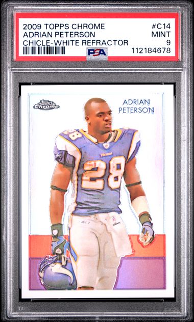 2009 Topps Chrome Chicle Adrian Peterson #C14 (Chicle-White Refractor) Mint 9 front