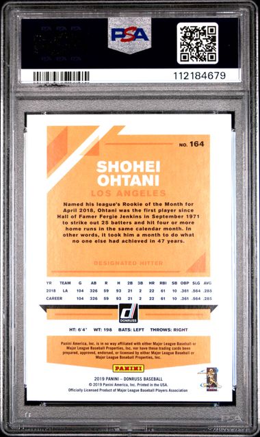2019 Panini Donruss Shohei Ohtani #164 (Variation) Mint 9 back