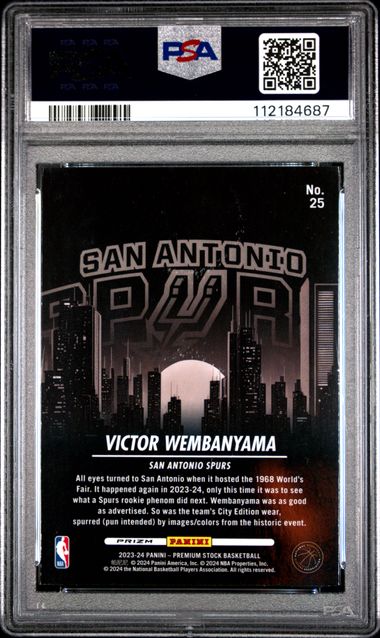 2023 Panini Hoops Premium Stock City Edition Victor Wembanyama #25 (City Edition-Silver Prizm) Gem Mt 10 back