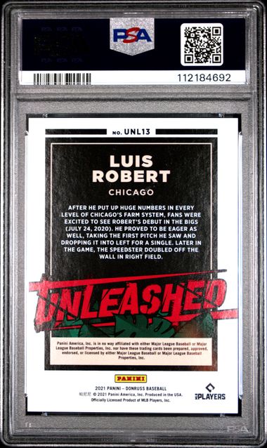 2021 Panini Donruss Unleashed Luis Robert #Unl13 (Unleashed-Gold) Gem Mt 10 back